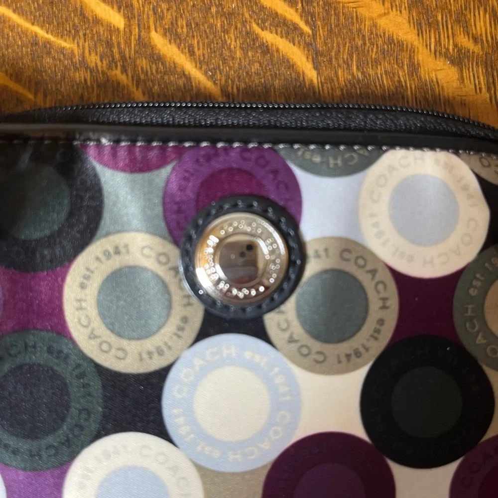 Coach Multicolor Op Art Satin Wristlet